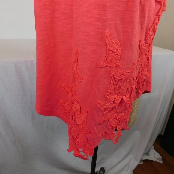 Suzanne Betro Women Appliqued Shirt Top Blouse Plus Size 1X Orange/Pink Color - Picture 2 of 10